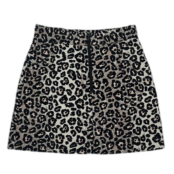 TOPSHOP Cheetah Print Jacquard Skirt - Size 6 - Picture 2 of 11